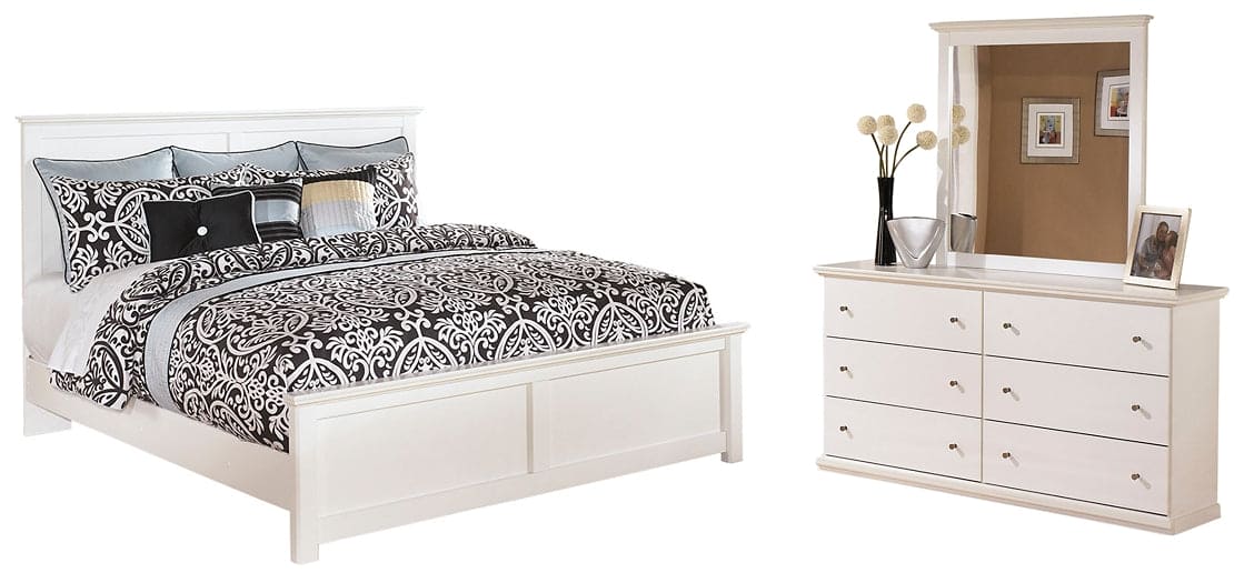 Bostwick Shoals King Panel Bed with Mirrored Dresser
