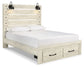 Cambeck  Panel Bed With 2 Storage Drawers With Mirrored Dresser, Chest And 2 Nightstands