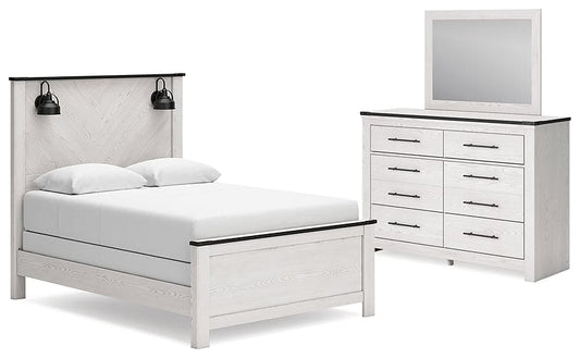 Schoenberg Queen Panel Bed with Mirrored Dresser