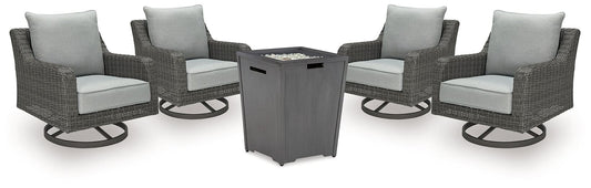 Rodeway South Outdoor Fire Pit Table and 4 Chairs