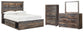 Drystan Full Bookcase Bed with 4 Storage Drawers with Mirrored Dresser and Chest