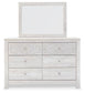 Paxberry King Panel Bed with Mirrored Dresser