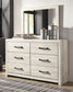 Cambeck King Upholstered Panel Bed with Mirrored Dresser and 2 Nightstands