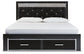 Kaydell King Upholstered Panel Storage Bed with Mirrored Dresser