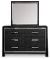 Kaydell King Upholstered Panel Storage Bed with Mirrored Dresser, Chest and Nightstand