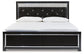 Kaydell King Upholstered Panel Platform Bed with Mirrored Dresser, Chest and Nightstand