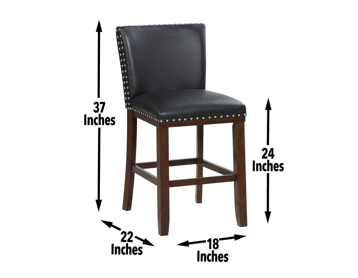 Tiffany 24″ Counter Stool, Black Vegan Leather