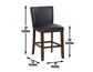 Tiffany 24″ Counter Stool, Black Vegan Leather