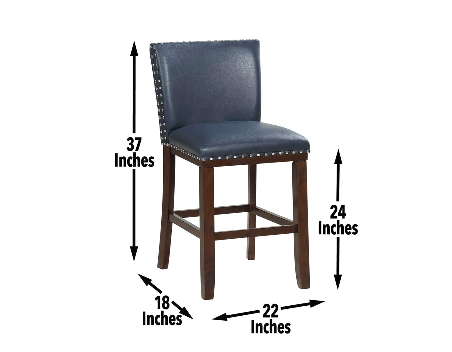 Tiffany 24″ Counter Stool, Navy Vegan Leather