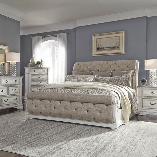 Abbey Park - King Uph Sleigh Bed, Dresser & Mirror, Chest, Night Stand