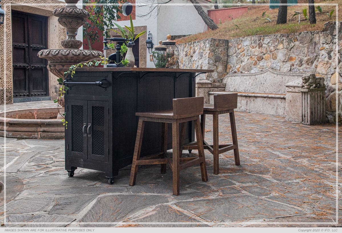 3 Drawer Kitchen Island w/2 sliding doors, 2 Mesh doors on each side - functional casters - Black & Brown Finish