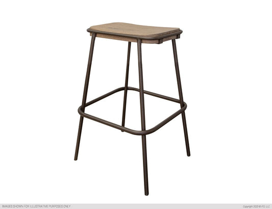 Metal Frame Wooden Seat 24" Stool