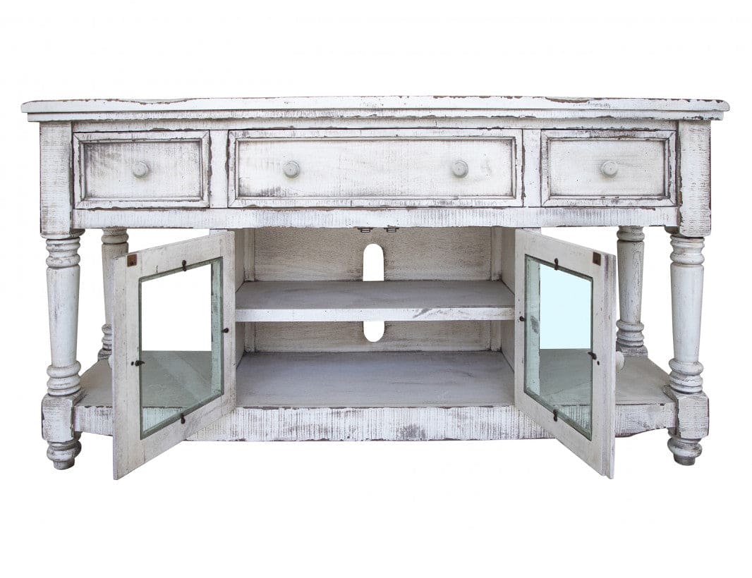 70" TV Stand, w/3 Drawers & 2 Doors, in White Finish