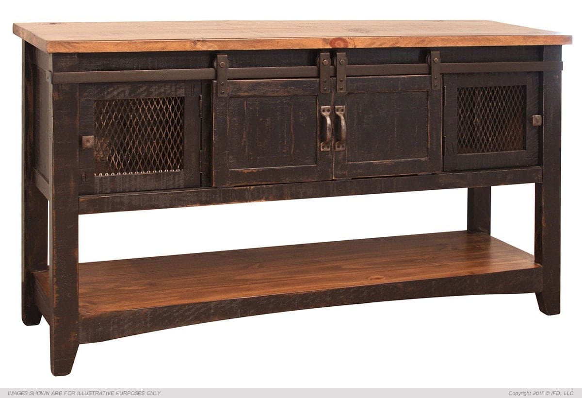 2 Metal Mesh Doors End Table