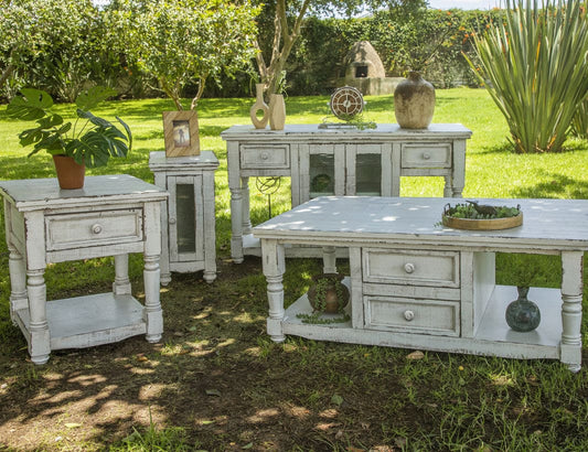 1 Door, Chair Side Table w/ White finish