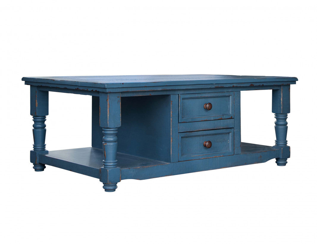 1 Door Chair Side Table, Dark Blue finish