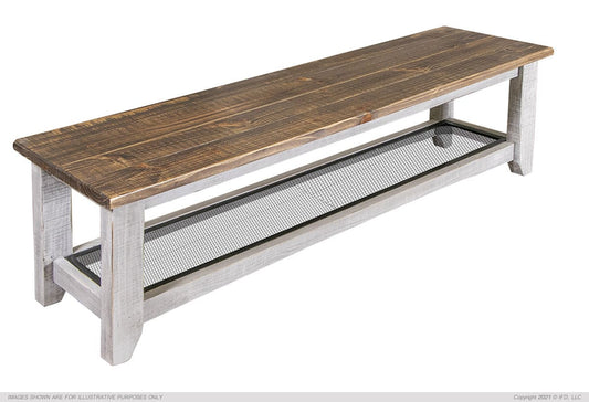 Solid Wood Bench w/Iron Shelf