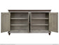 4 Doors Console, Two fixed shelves, Green finish