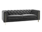 Charlene Gray Velvet Button Tufted Rolled Arm Chesterfield Sofa