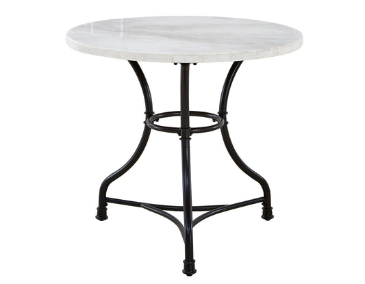 Claire 34 inch Round White Marble Top Bistro Table