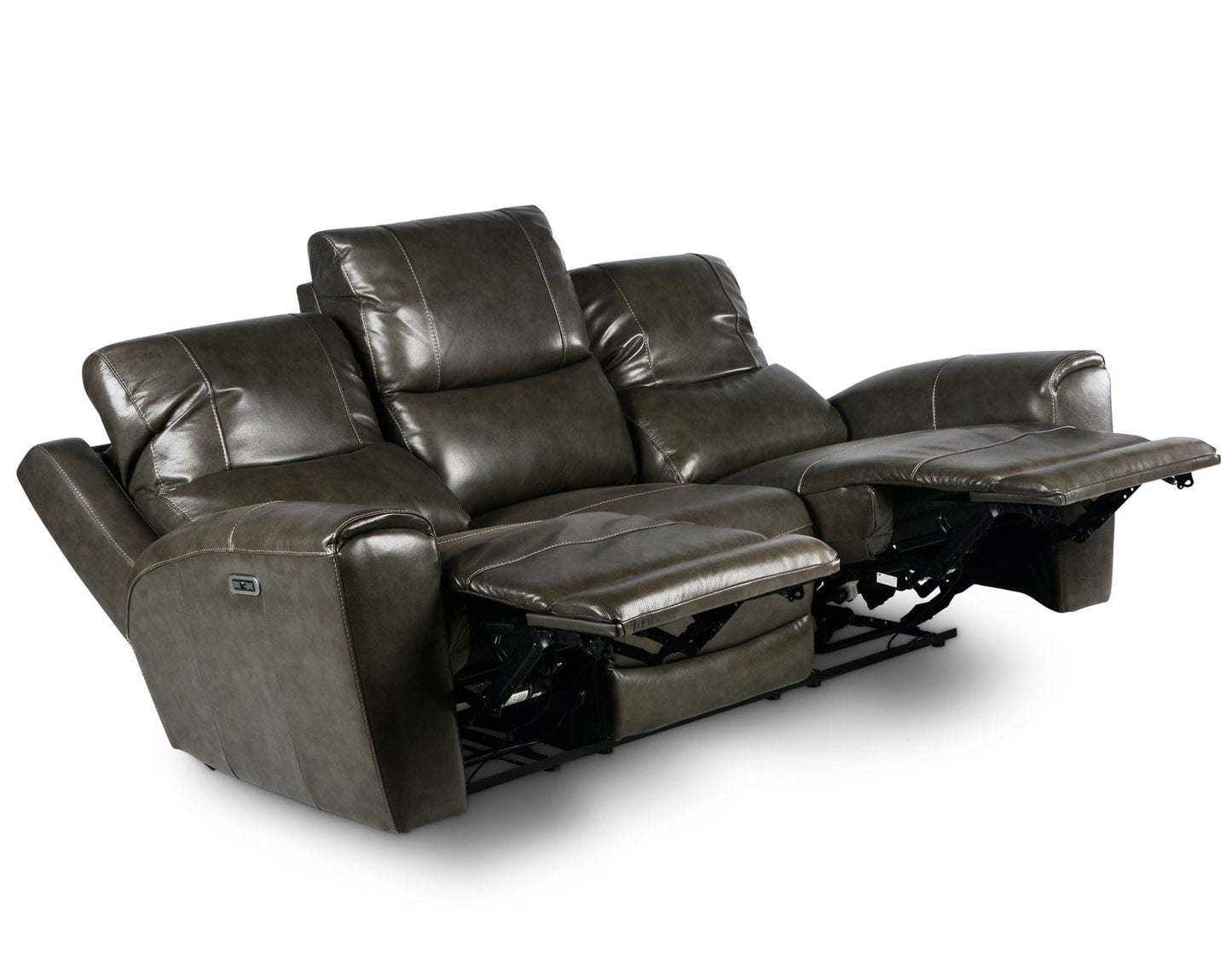 Laurel Leather Dual-Power Reclining Sofa, Grey