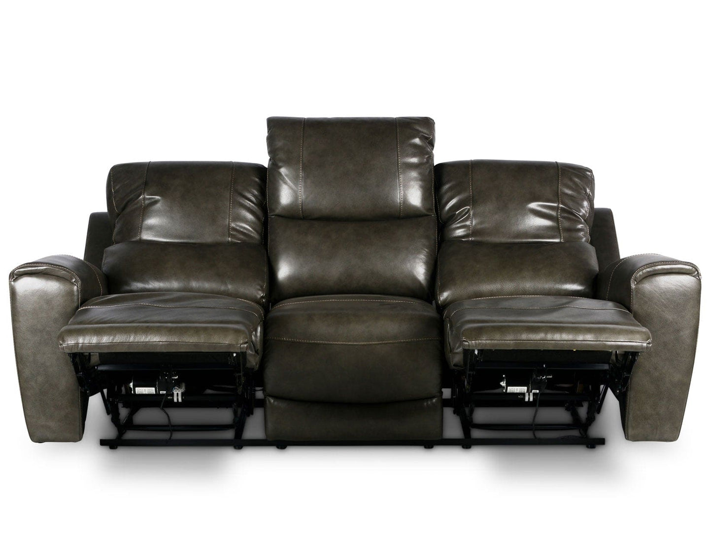 Laurel Leather Dual-Power Reclining Sofa, Grey