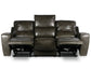 Laurel Leather Dual-Power Reclining Sofa, Grey