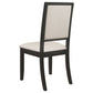 Louise Upholstered Dining Side Chairs Black and Cream (Set of 2)