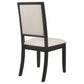 Louise Upholstered Dining Side Chairs Black and Cream (Set of 2)