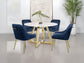 Gwynn Round 51-inch Marble Stainless Steel Dining Table Gold