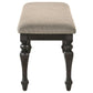 Bridget Fabric Upholstered Dining Bench Stone and Charcoal