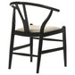 Cortona Danish Y-Shaped Back Wishbone Dining Side Chair Black and Beige (Set of 2)
