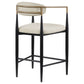 Tina Metal Counter Height Bar Stool with Upholstered Back and Seat Beige (Set of 2)