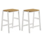 Hollis Wood Counter Height Backless Bar Stool Brown and White (Set of 2)