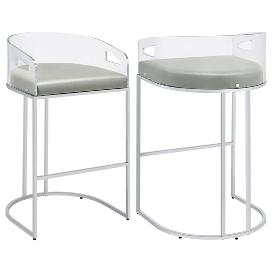 Thermosolis Acrylic Back Bar Stools Grey and Chrome (Set of 2)