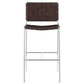 Adelaide Upholstered Pub Height Bar Stool Brown and Chrome