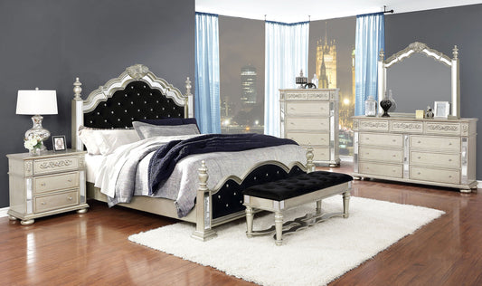 Heidi 4-piece Queen Bedroom Set Metallic Platinum