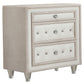 Antonella Upholstered 3-drawer Nightstand Ivory and Camel