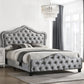 Bella Upholstered California King Panel Bed Grey