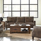 Leaton Upholstered Recessed Arm Sofa Brown Sugar