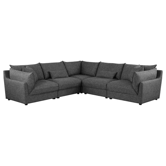 Sasha 5-piece Upholstered Modular Sectional Sofa Barely Black