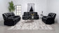 Camila Upholstered Motion Reclining Sofa Black