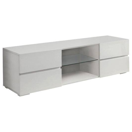 Galvin 4-drawer Wood 55-inch TV Stand White High Gloss