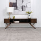 Valna Wood 71-inch TV Stand with Sliding Doors Walnut