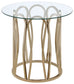 Monett Round Glass Top Side End Table Chocolate Chrome