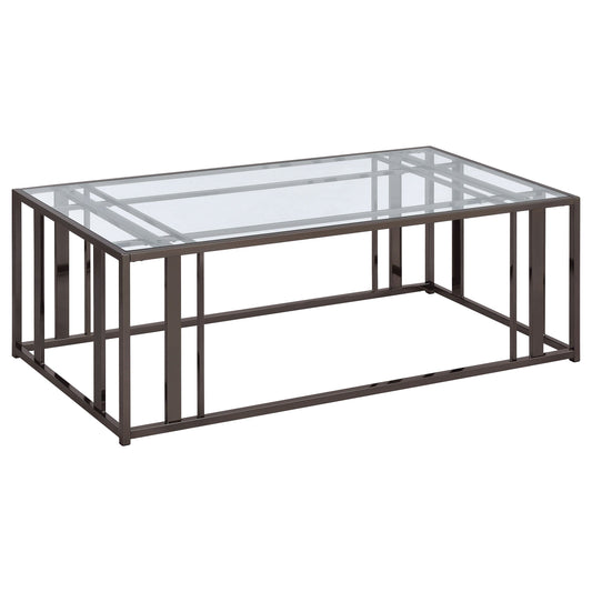 Adri Rectangular Glass Top Coffee Table Clear and Black Nickel