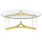 Janessa Round Glass Top Acrylic Leg Coffee Table Matte Brass