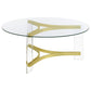 Janessa Round Glass Top Acrylic Leg Coffee Table Matte Brass