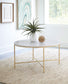Ellison Round Marble Top Coffee Table White and Gold