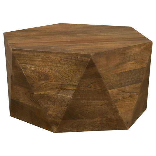 Zalika Hexagonal Solid Mango Wood Coffee Table Natural